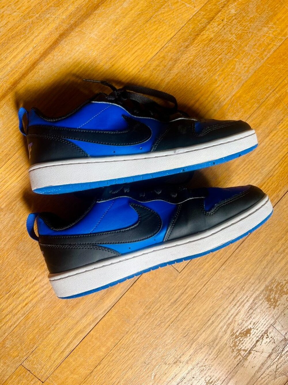 Nike Court Borough Low 2 Black & Game Royal Blue Kids Shoes Size 7Y